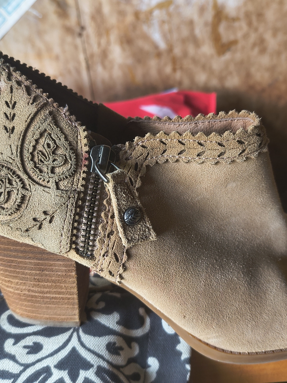 Suede Ankle Booties in Tan - Picture 2 of 3